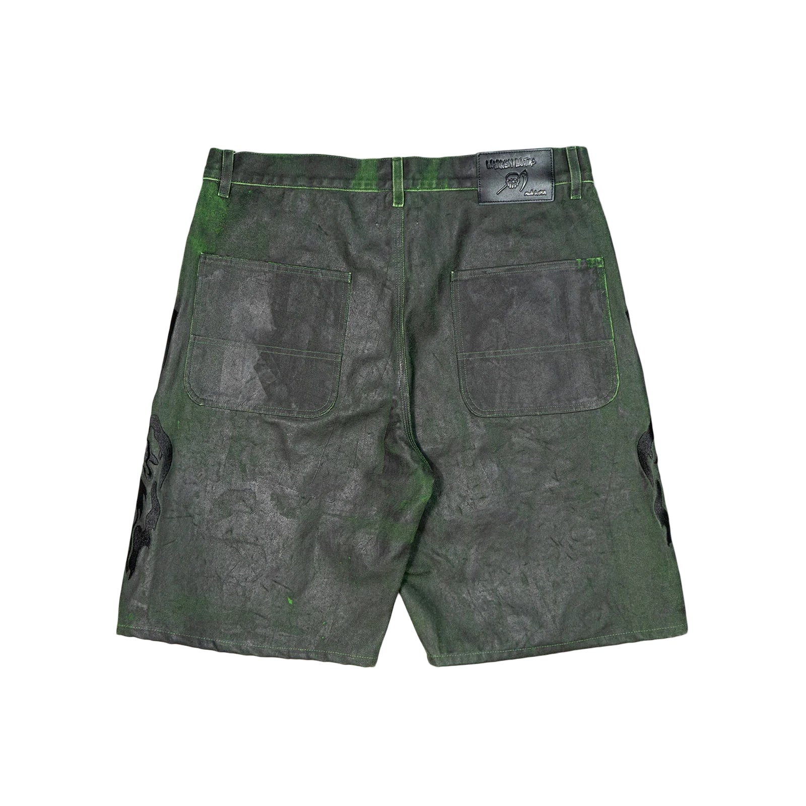 WARREN LOTAS BAGGY MOTO JEAN SHORTS GREEN