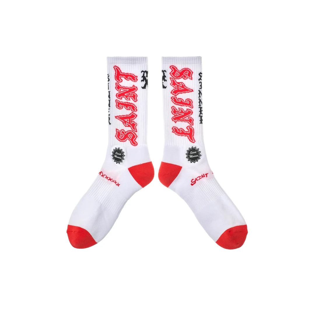 SAINT Mxxxxxx Saint Socks White Red