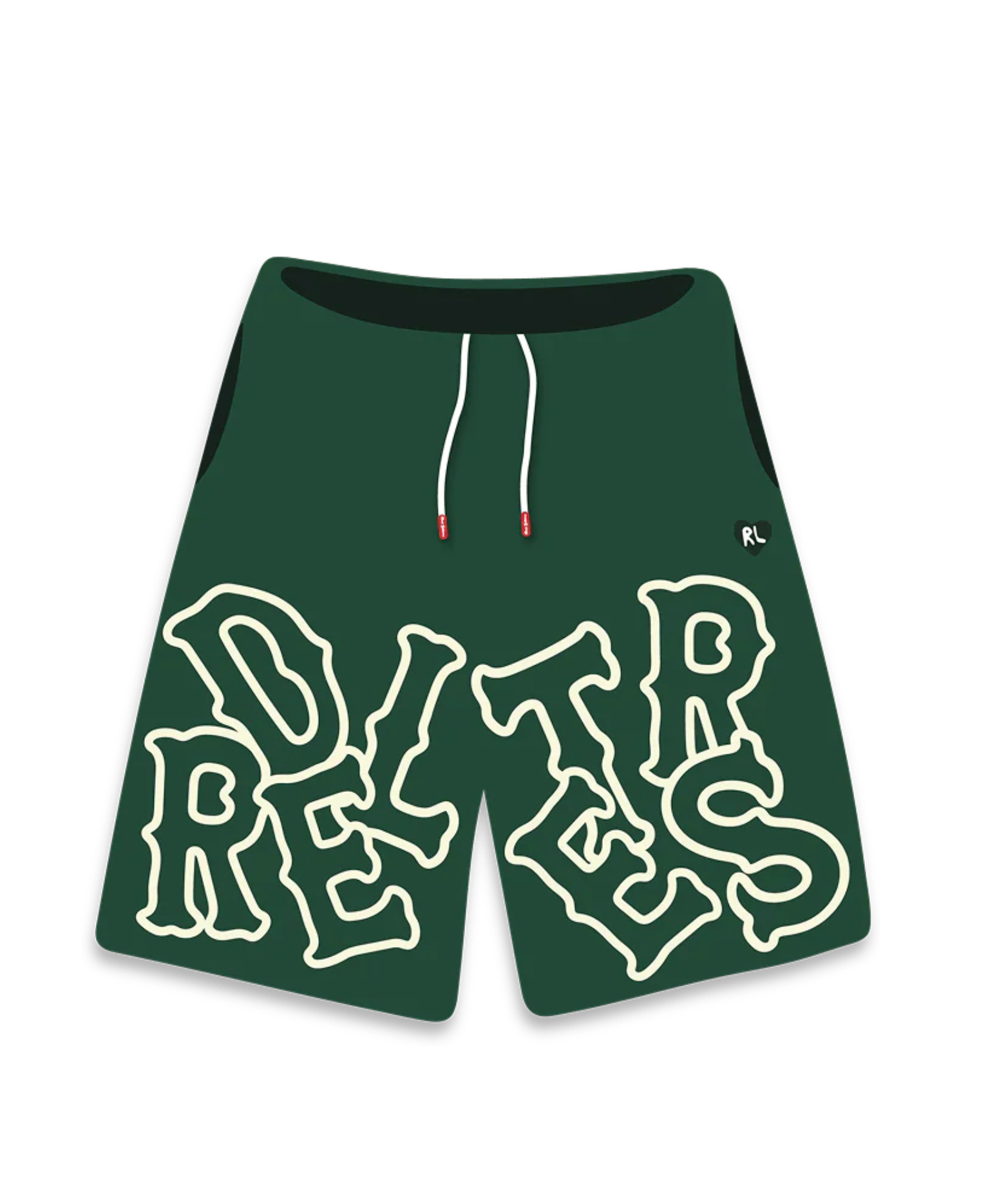 Red Letters Scattered Sweat Shorts - Green