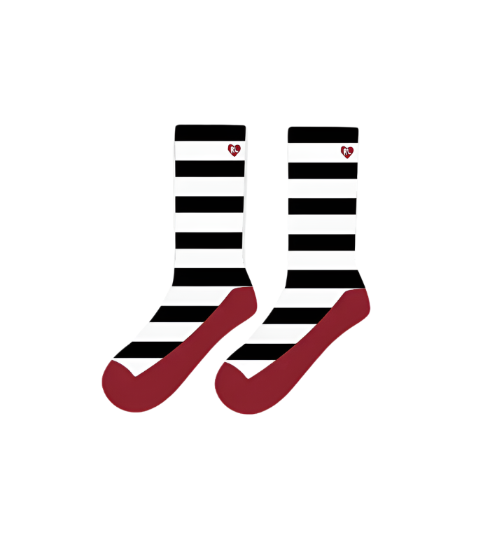 Red Letters Not Mimes Striped Sock