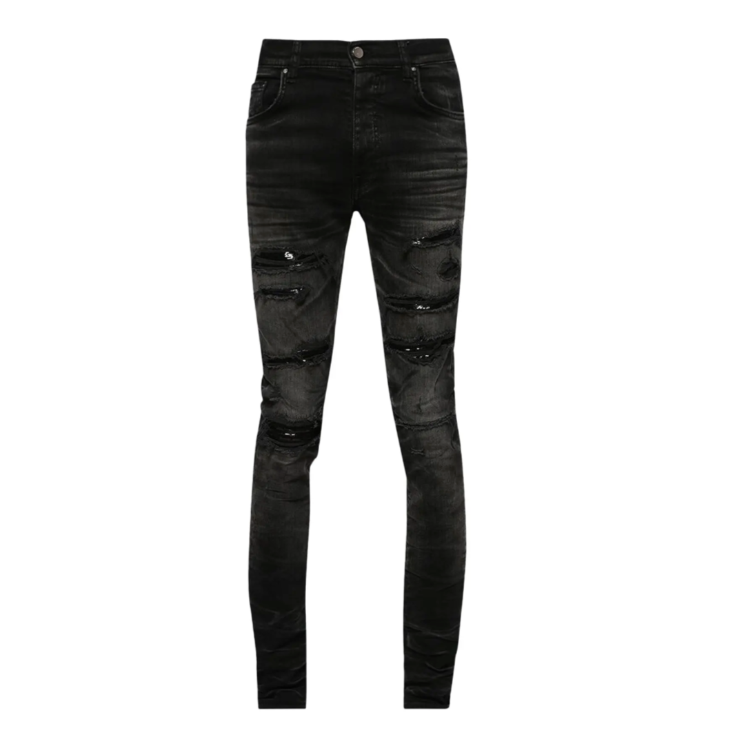 AMIRI SEQUIN THRASHER JEAN FADED BLACK