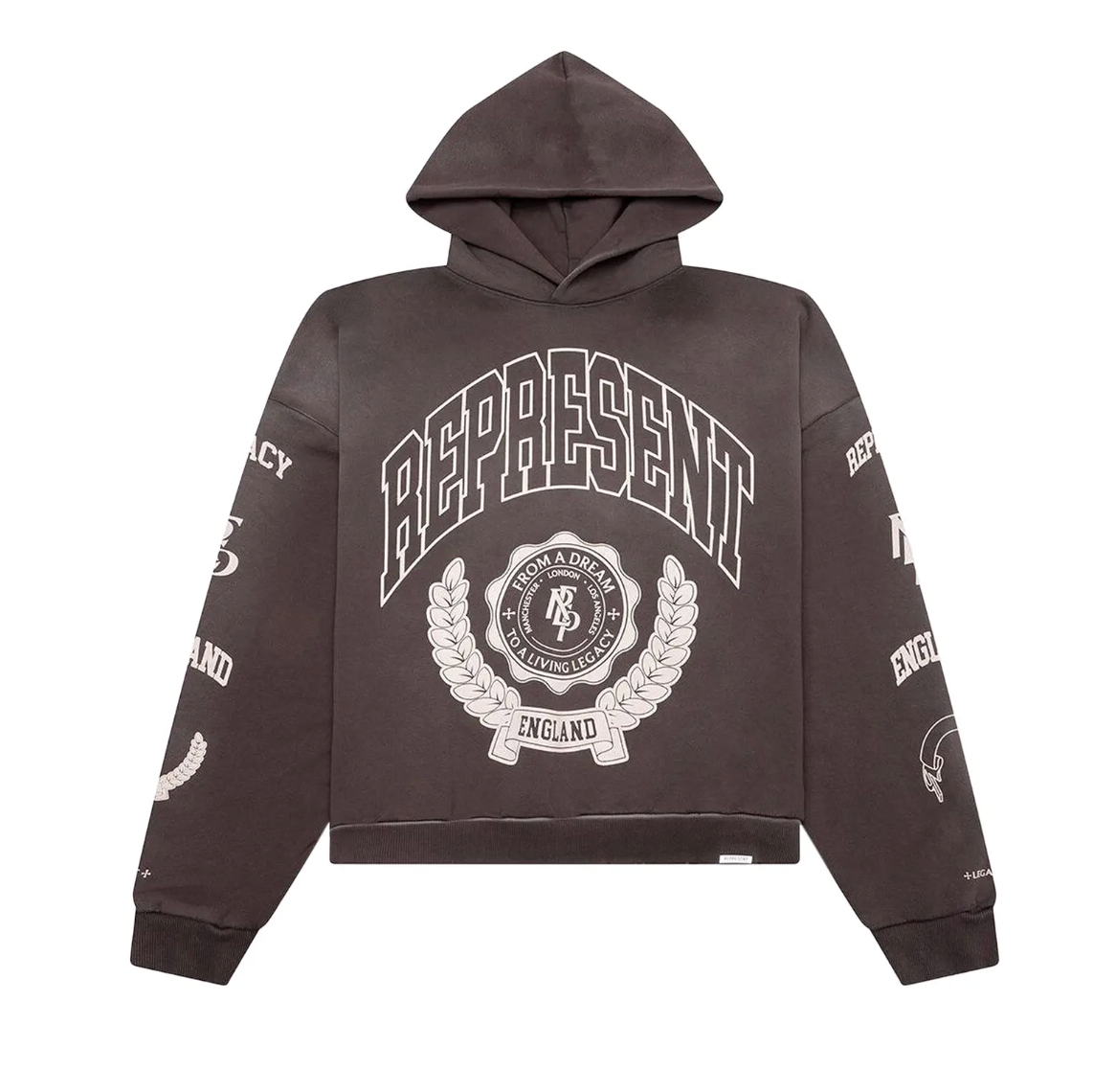 Represent Legacy Crest Hoodie Stained Brown