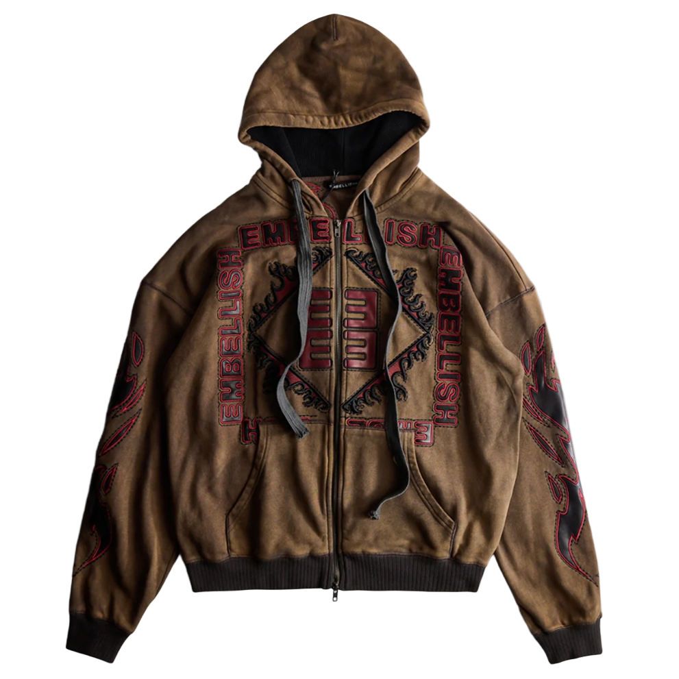 EMBELLISH Inferno Zip Jacket In Washed Brown