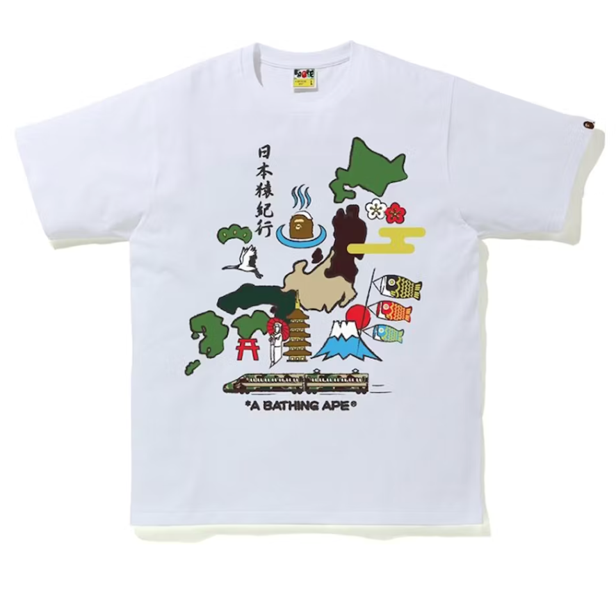 BAPE JAPAN LANDMARKS TEE IN WHITE