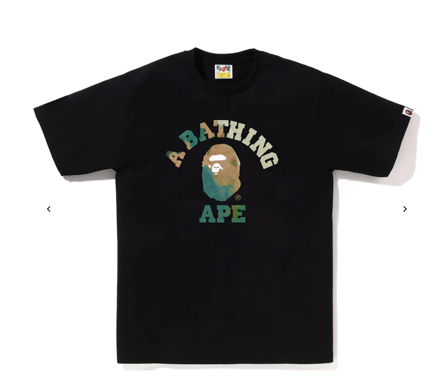 BAPE TIE DYE COLLEGE TEE MENS Black X Beige