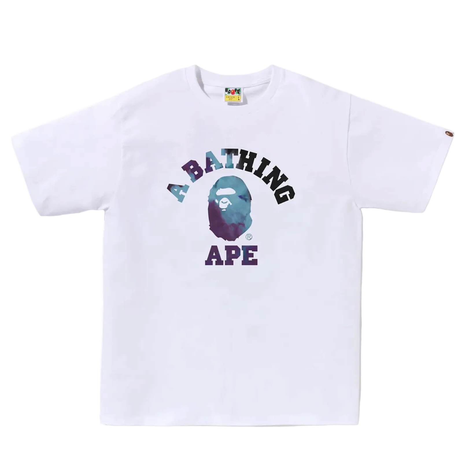 BAPE TIE DYE COLLEGE TEE MENS White X Black