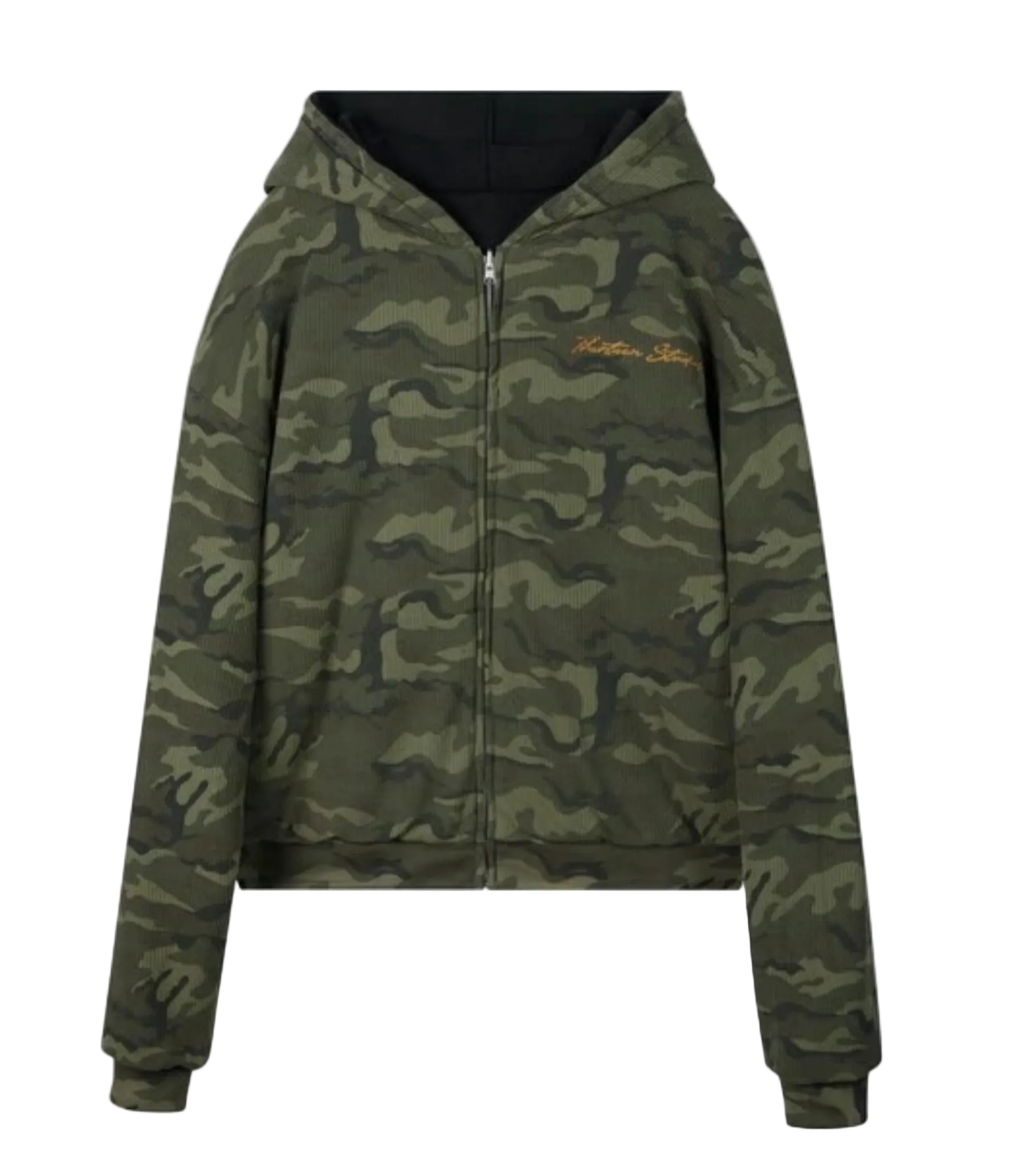 THIRTEEN STUDIOS REVERSIBLE DOUBLE ZIP HOODIE IN BLACK & CAMO