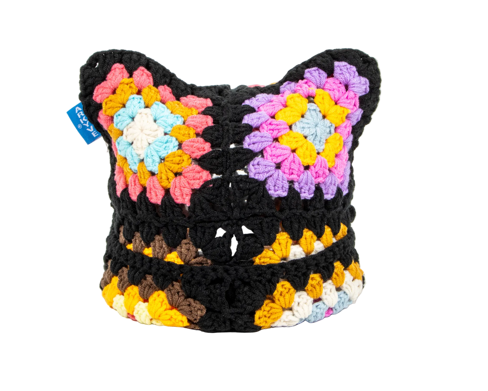 ARKYVE Multi Color Cat Hat Black