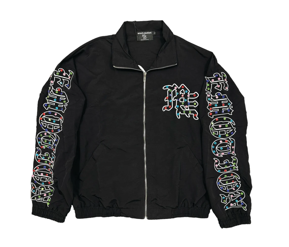MIXED EMOTION RHINESTONE NAYLON TRACK JACKET
