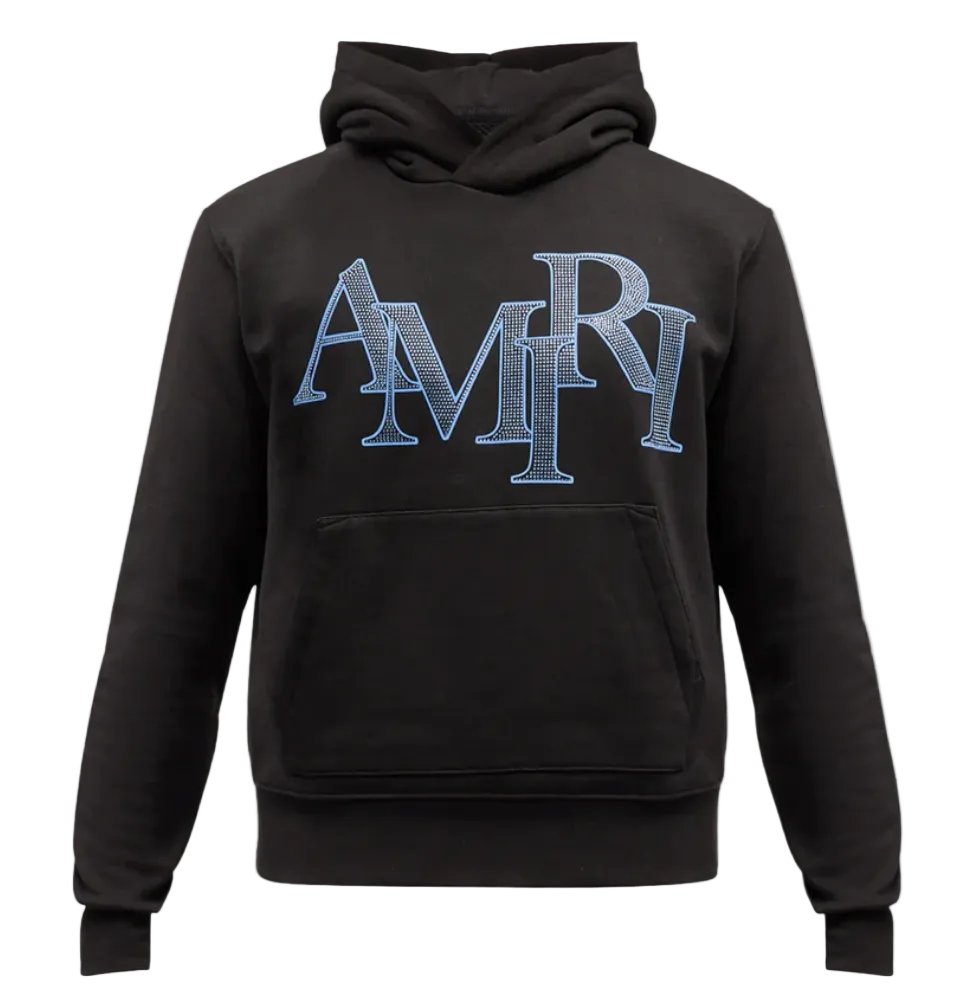 Amiri Crystal Staggered Hoodie Black/Blue