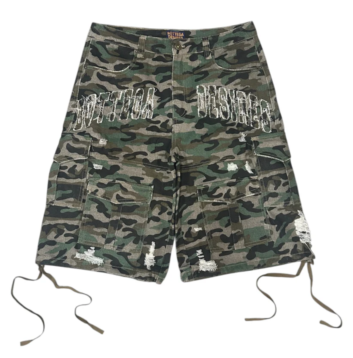 Bottega Desires Camo Cargo Shorts