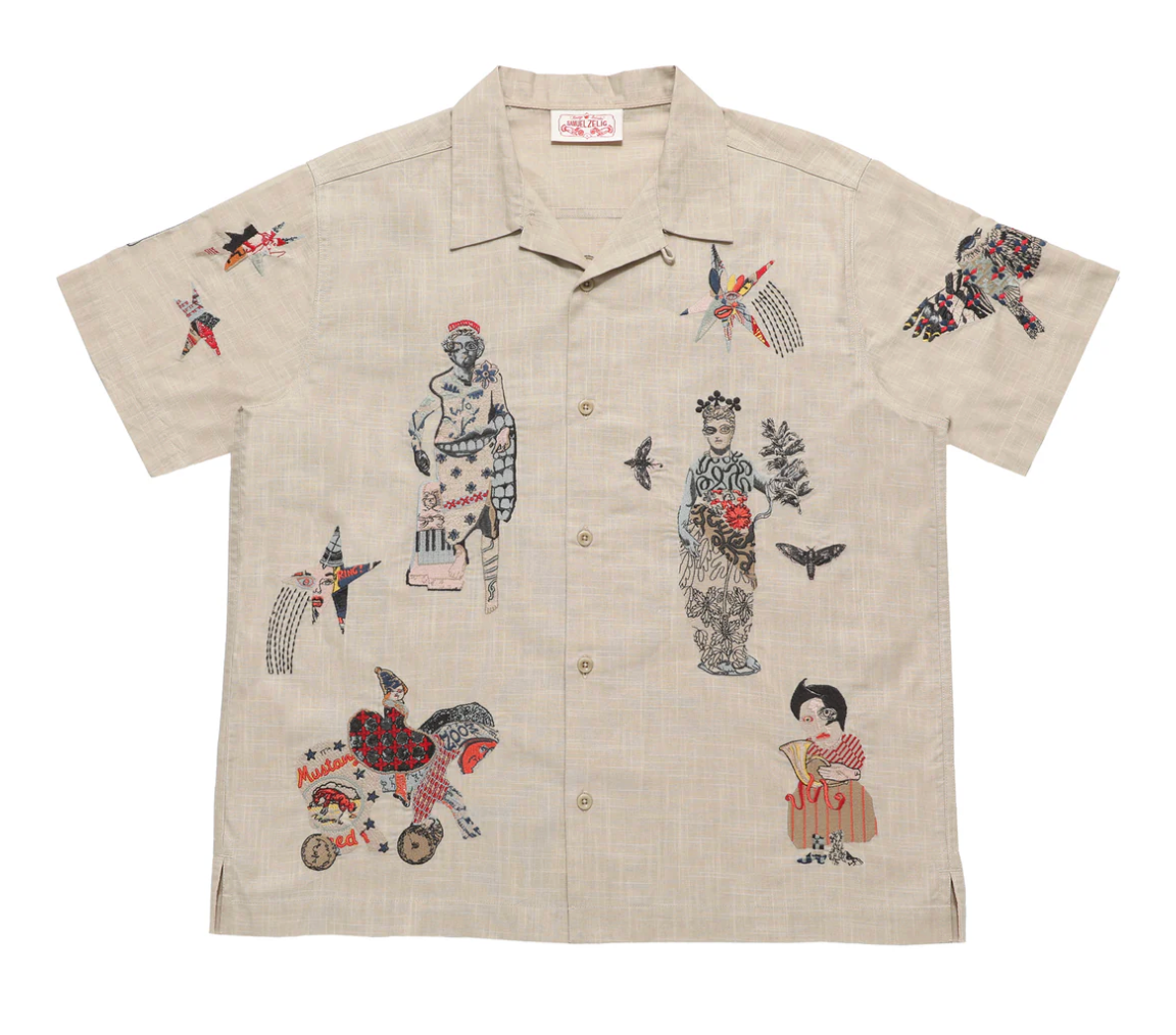 Samuel Zelig Collage Camp Shirt Natural Tint
