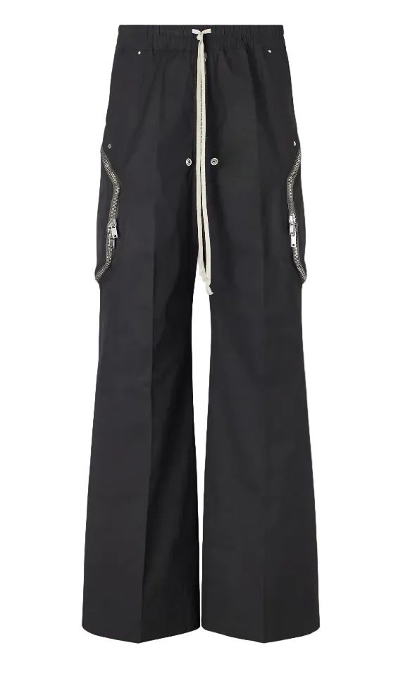 RICK OWENS Heizer Belas Drawstring Cargo Trousers BLACK