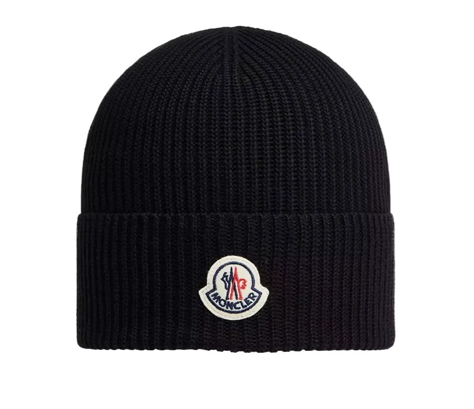 Moncler Logo Cotton Beanie Black