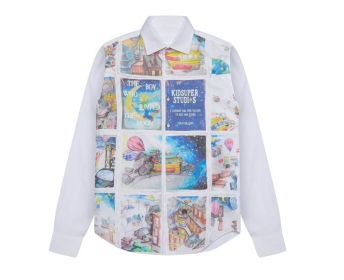 KID SUPER Book Pages Patchwork Shirt White