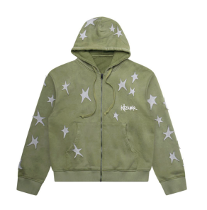 KID SUPER Stars patchwork washed hoodie green