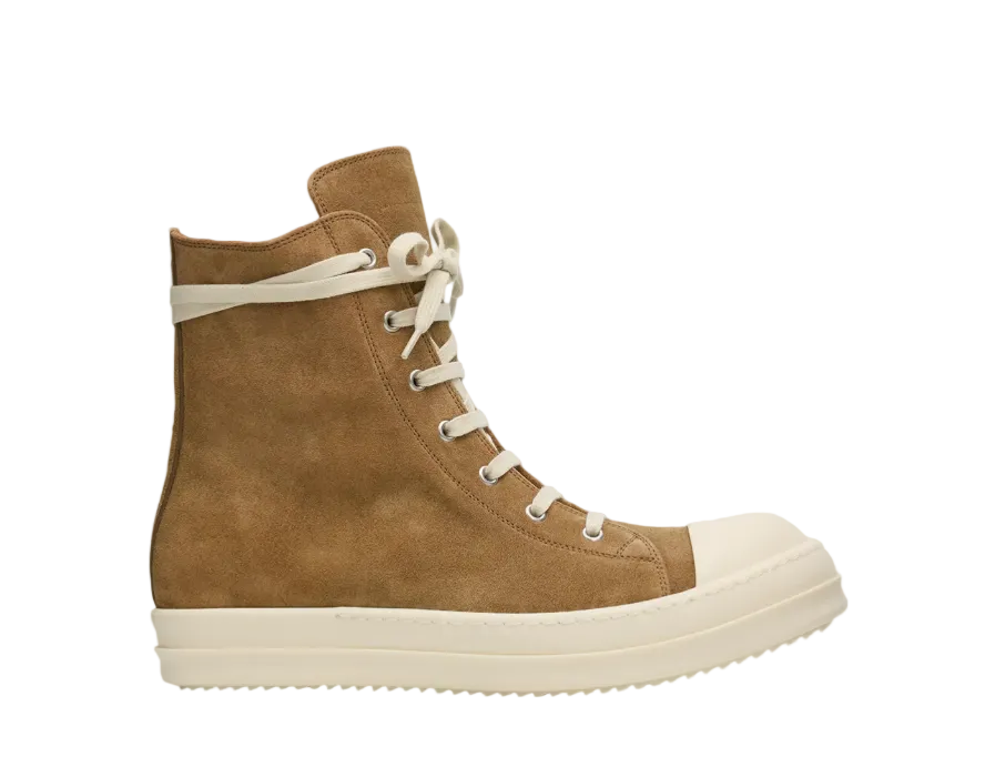 Rick Owens Suede High-Top Sneakers Sumi Brown