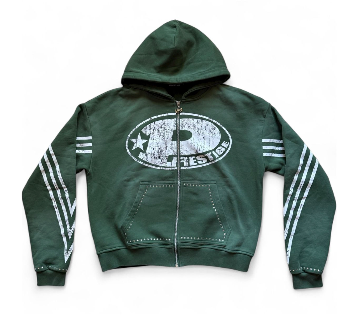 Prestige "P Logo" Rhinestone Hoodie Green