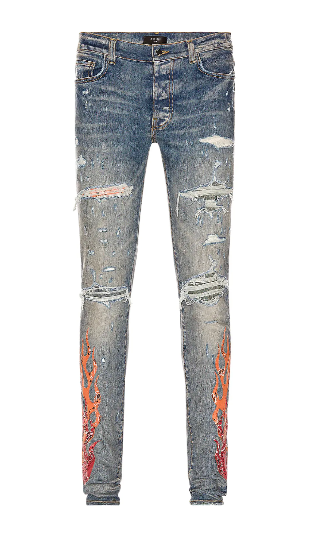 Amiri Bandana Flame Jean Clay Indigo/Orange