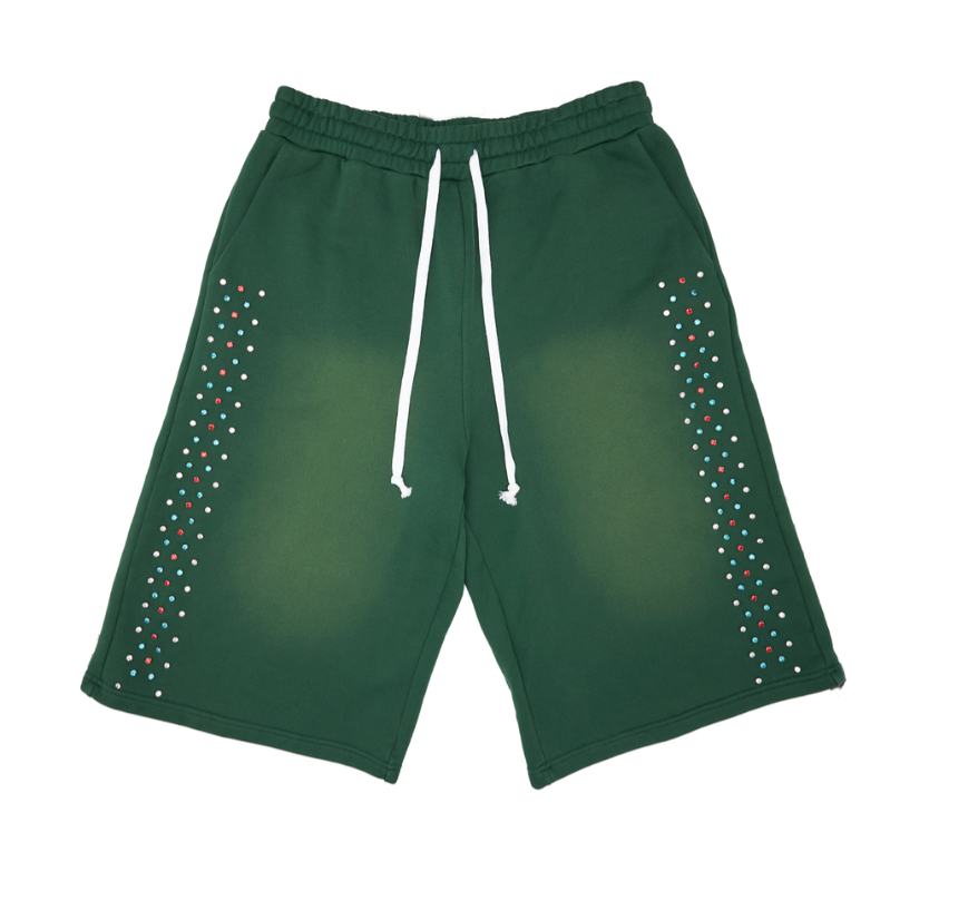 AZVA Hidden Crystal Sweat Shorts Green