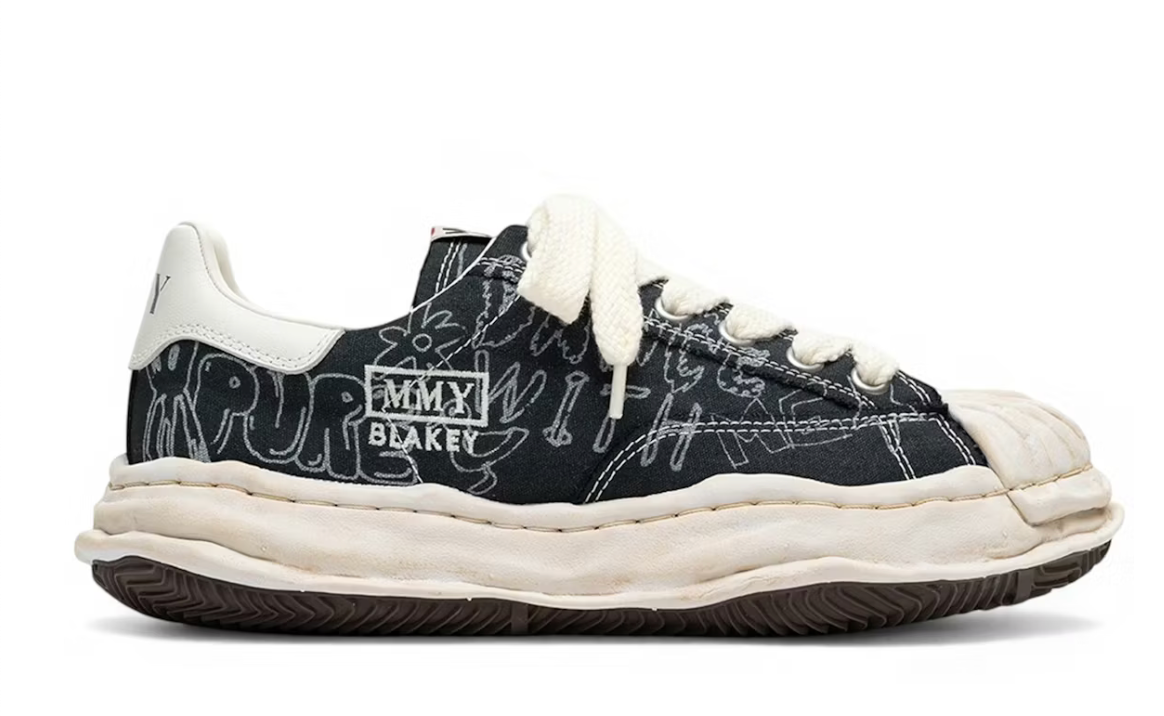 Maison Mihara Yasuhiro Blakey OG Graffiti Printed Black Low-Top Sneakers
