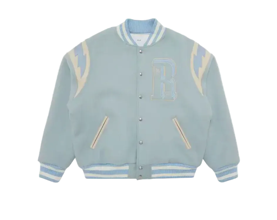 Rhude Mint Wool Lighting Varsity Jacket