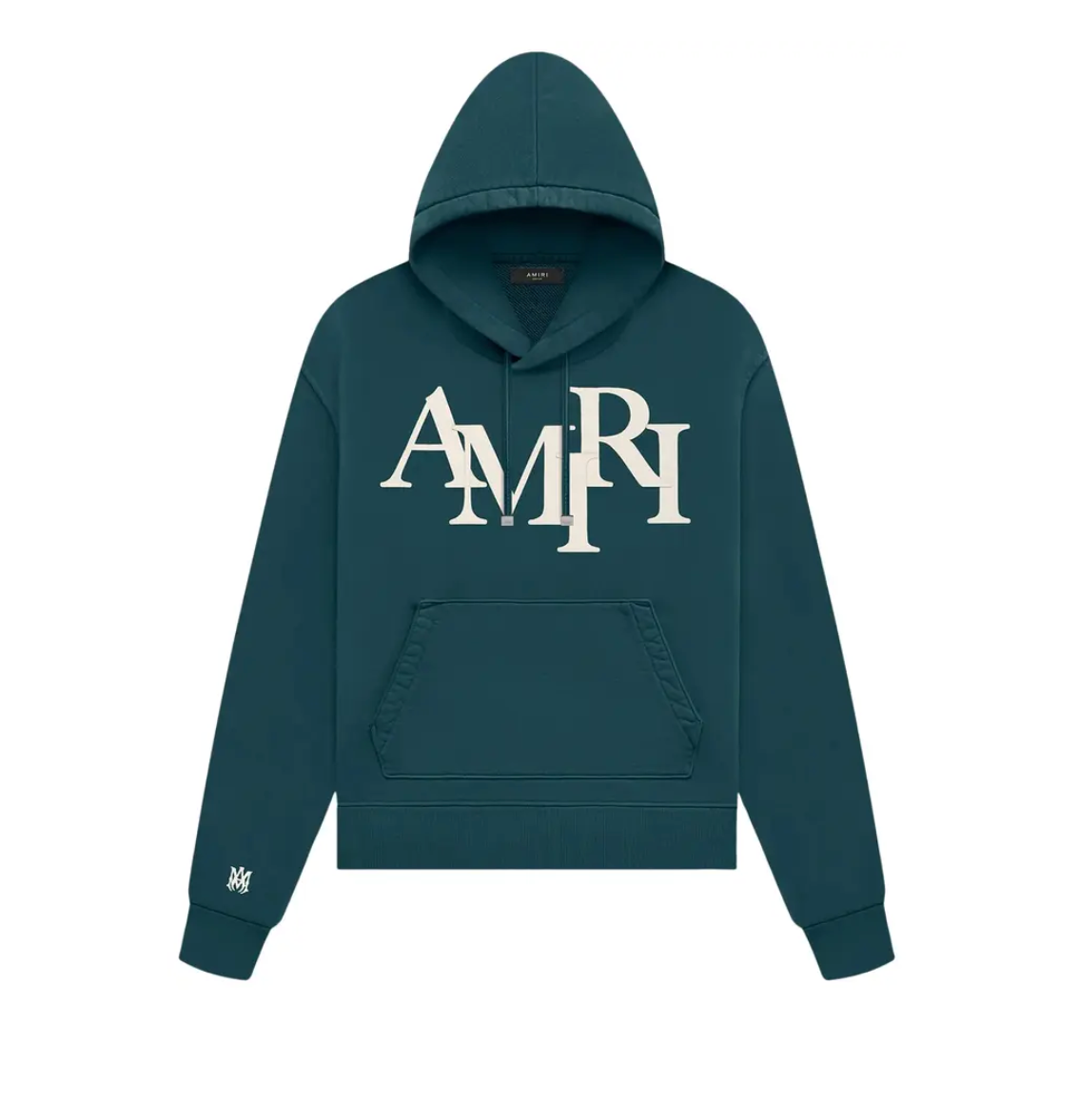 Amiri Staggered Logo Hoodie 'Rain Forest'