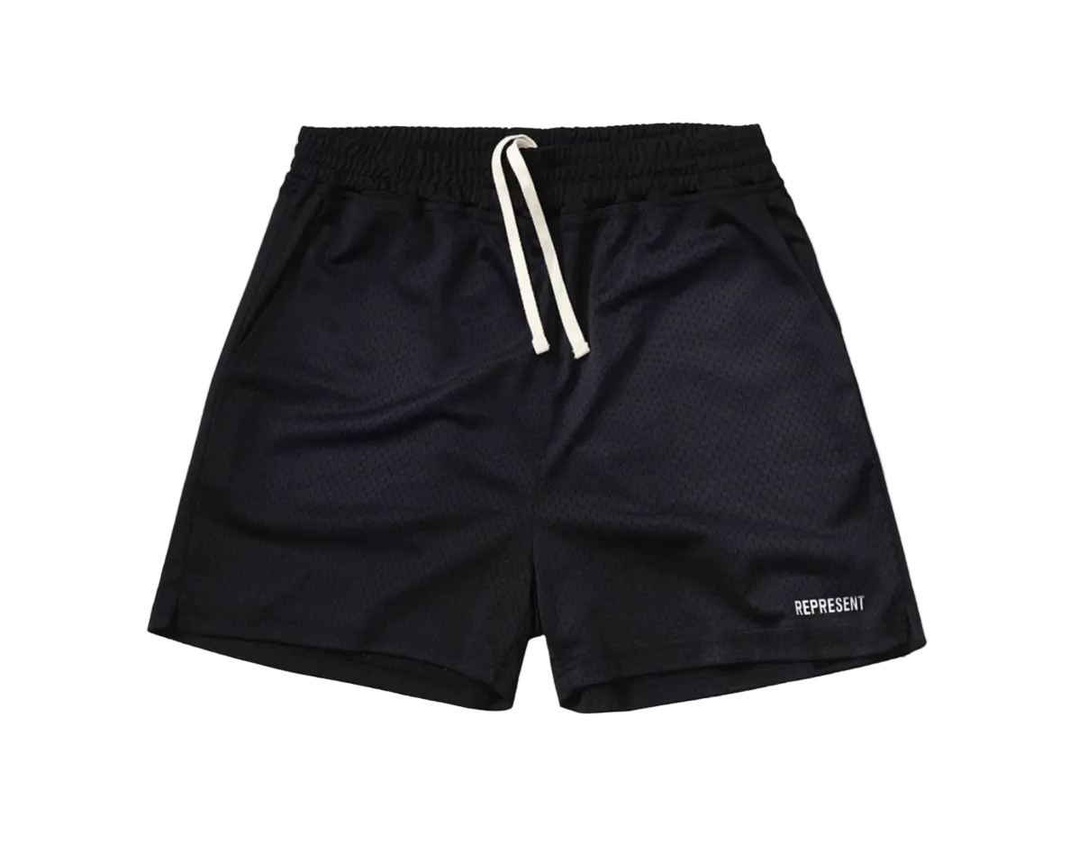 REPRESENT WASHED MESH SHORTS BLACK