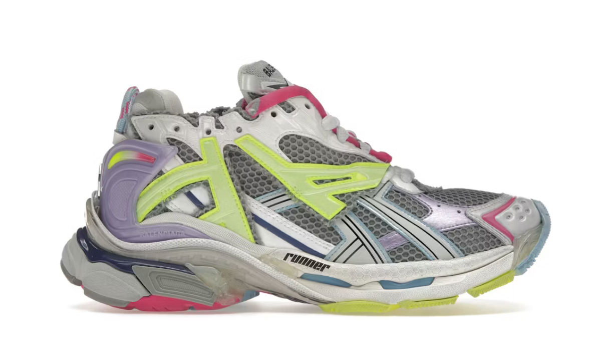 Balenciaga Runner Leather Free Grey Light Purple Neon Yellow White