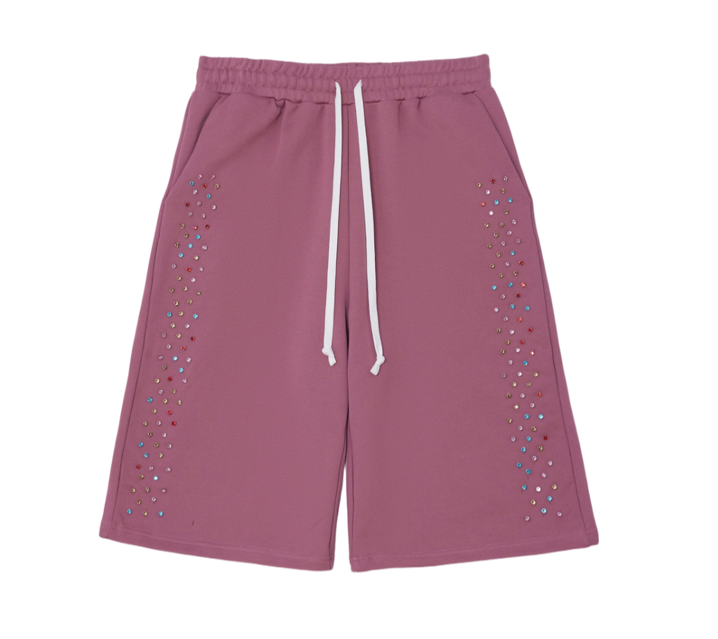 AZVA Crystal Cactus Sweat Shorts Raspberry