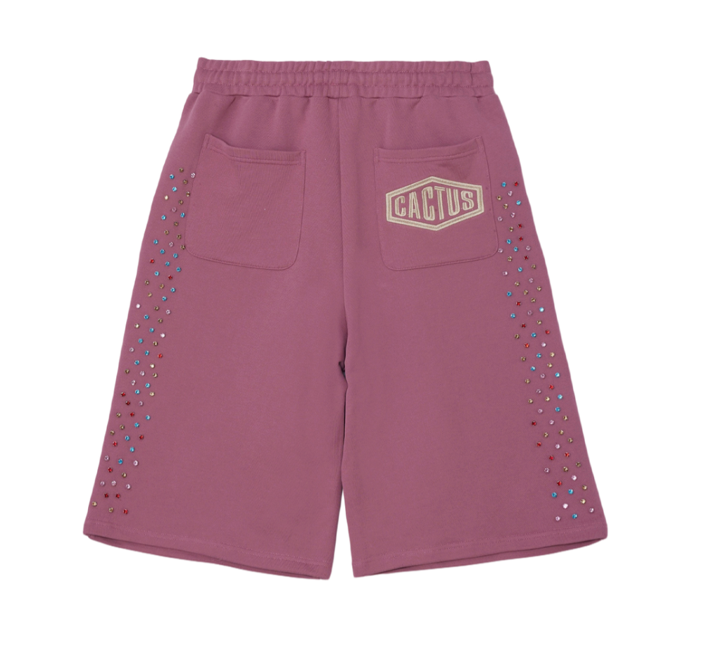AZVA Crystal Cactus Sweat Shorts Raspberry
