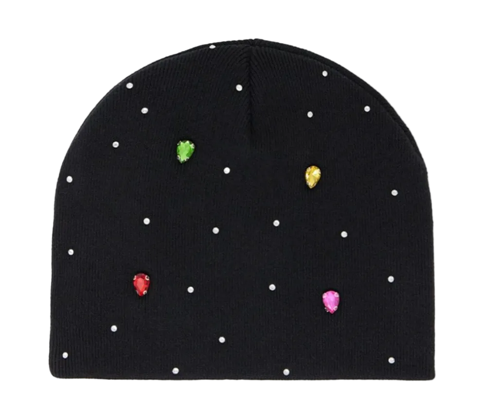MNML Rhinestone Beanie Black