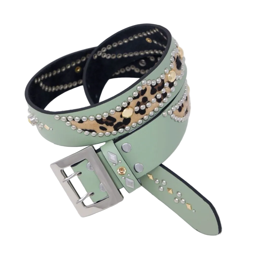MNML Vintage Python Belt Sage/Cheetah