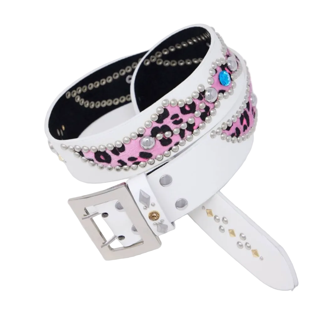 MNML Vintage Python Belt White/Pink