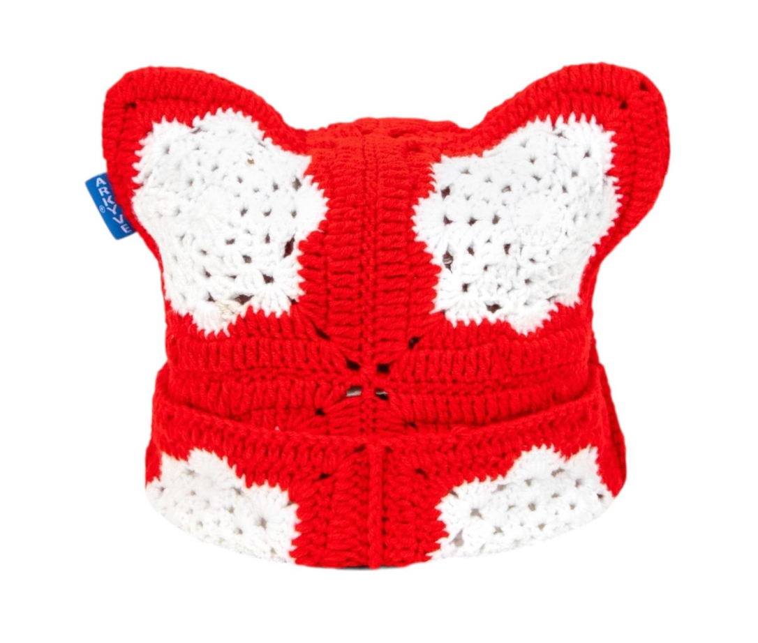 ARKYVE Fiery Snowflake Crochet Cat Hat