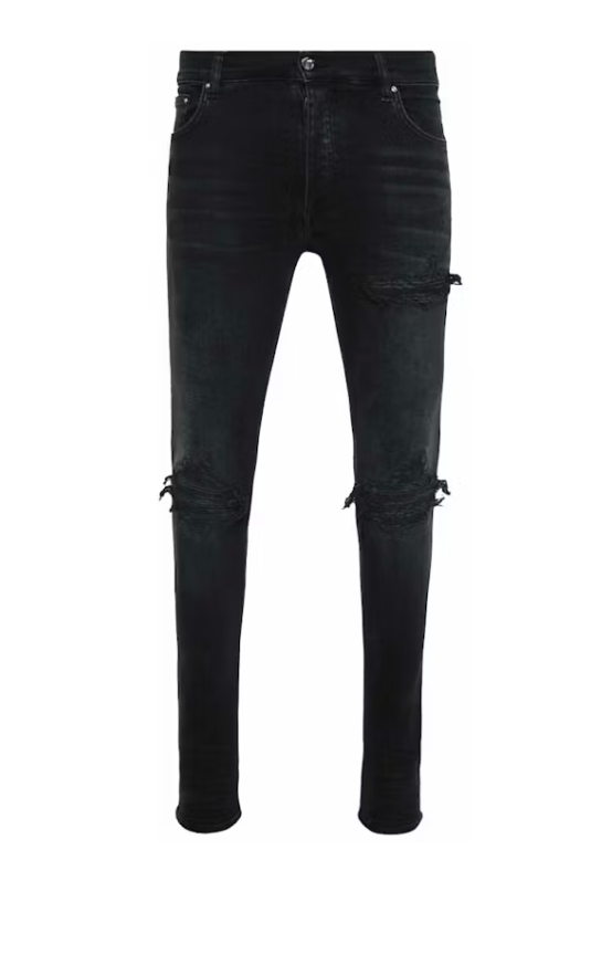Amiri MX1 Bandana Jacquard Jean Vintage Black Rips