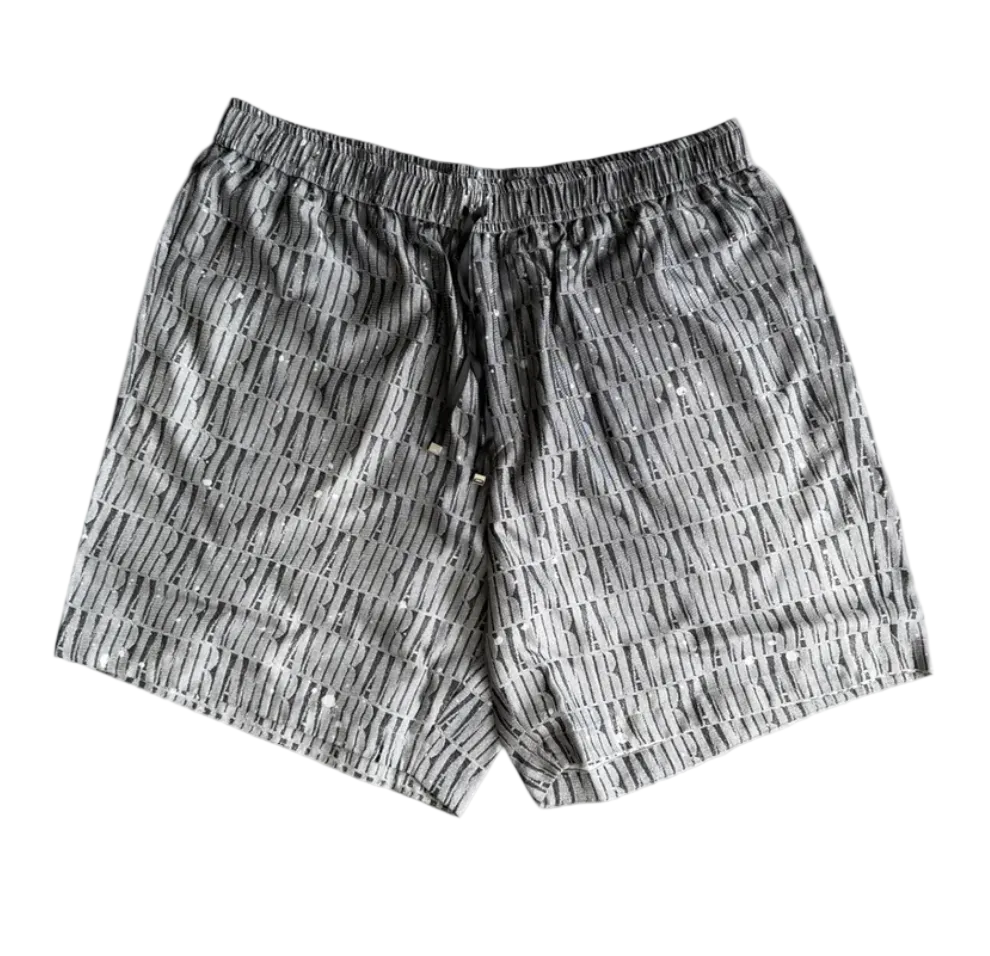 Amiri Grey & White Gradient Logo Shorts