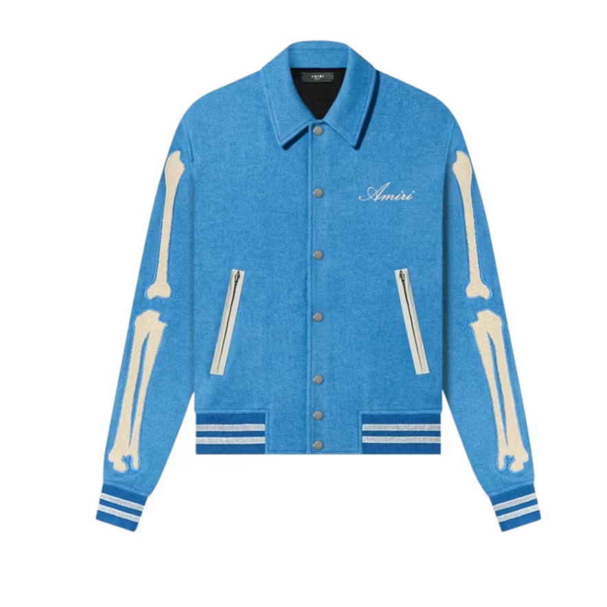 AMIRI Bones Varsity Jacket Blue