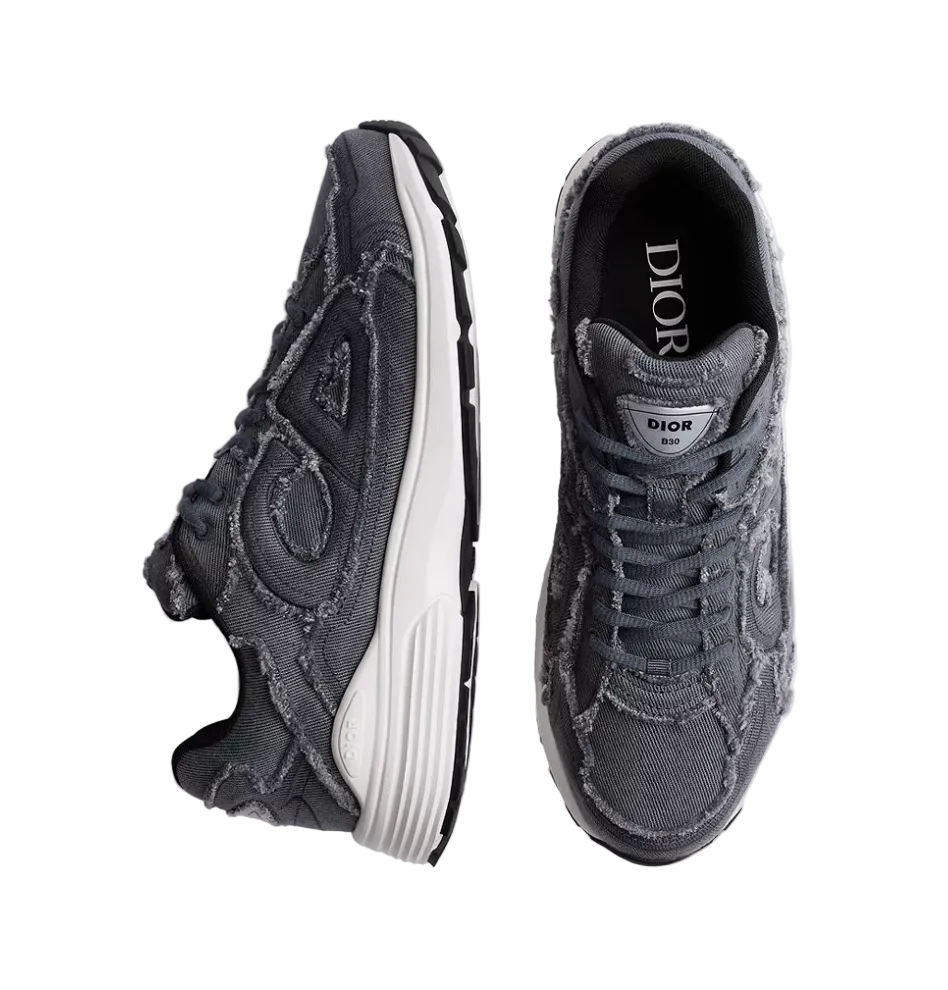 B30 Countdown Sneaker Grey Fringed Denim-Effect
