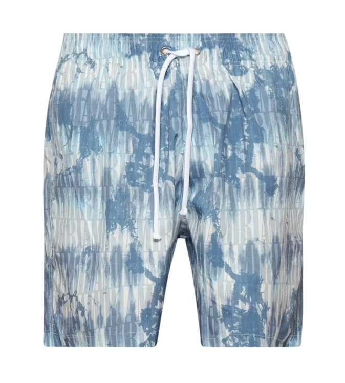 AMIRI Tie Dye All Over Logo Swim Shorts Blue