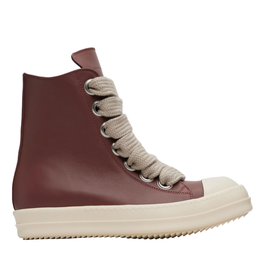 Rick Owens Jumbo Lace Leather Ramones High "Rosewood"