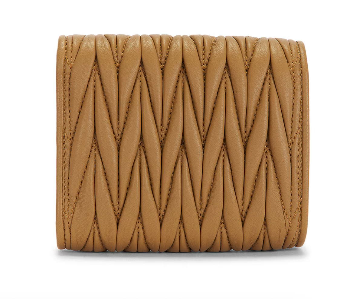 Miu Miu matelassé nappa leather wallet Caramel