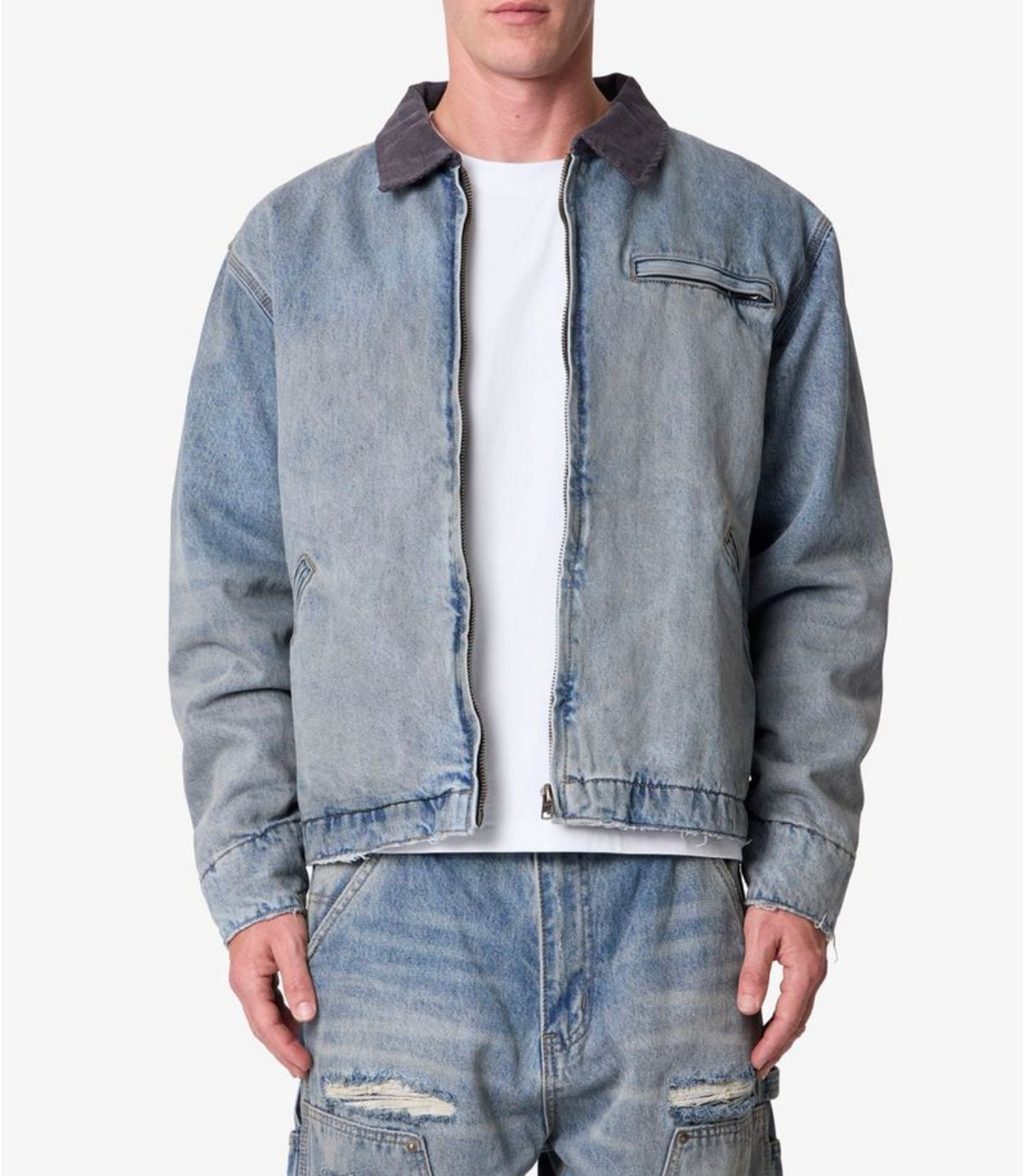 MNML Quilted Lined Work Jacket Vintage Blue