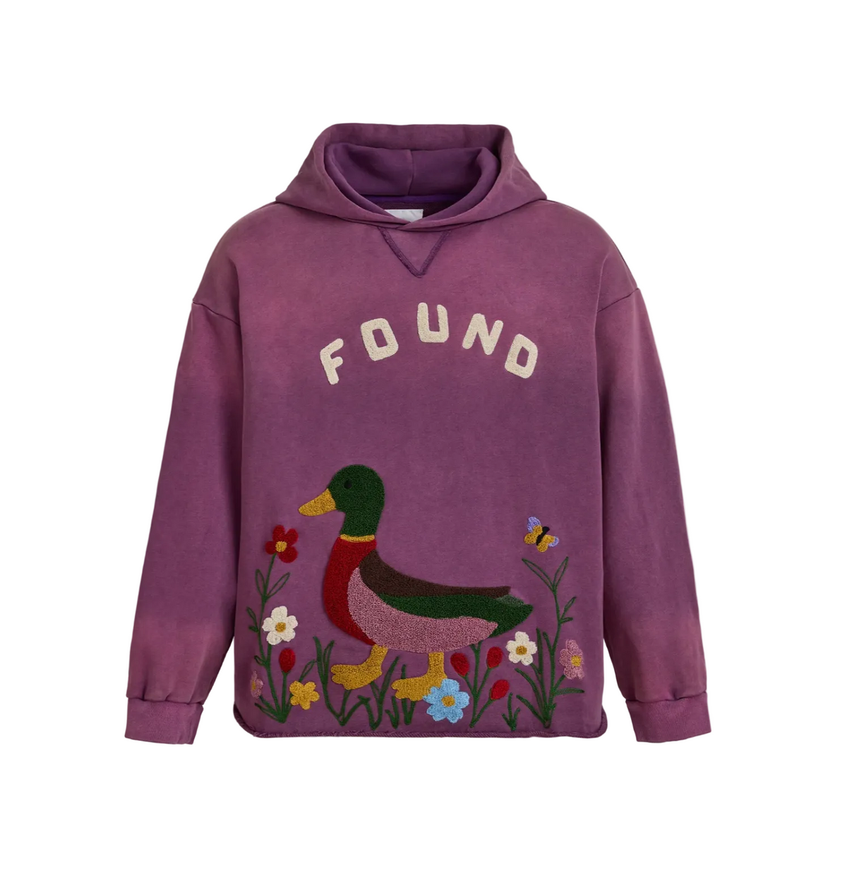 FOUND Embroidered Wildlife Hoodie Purple
