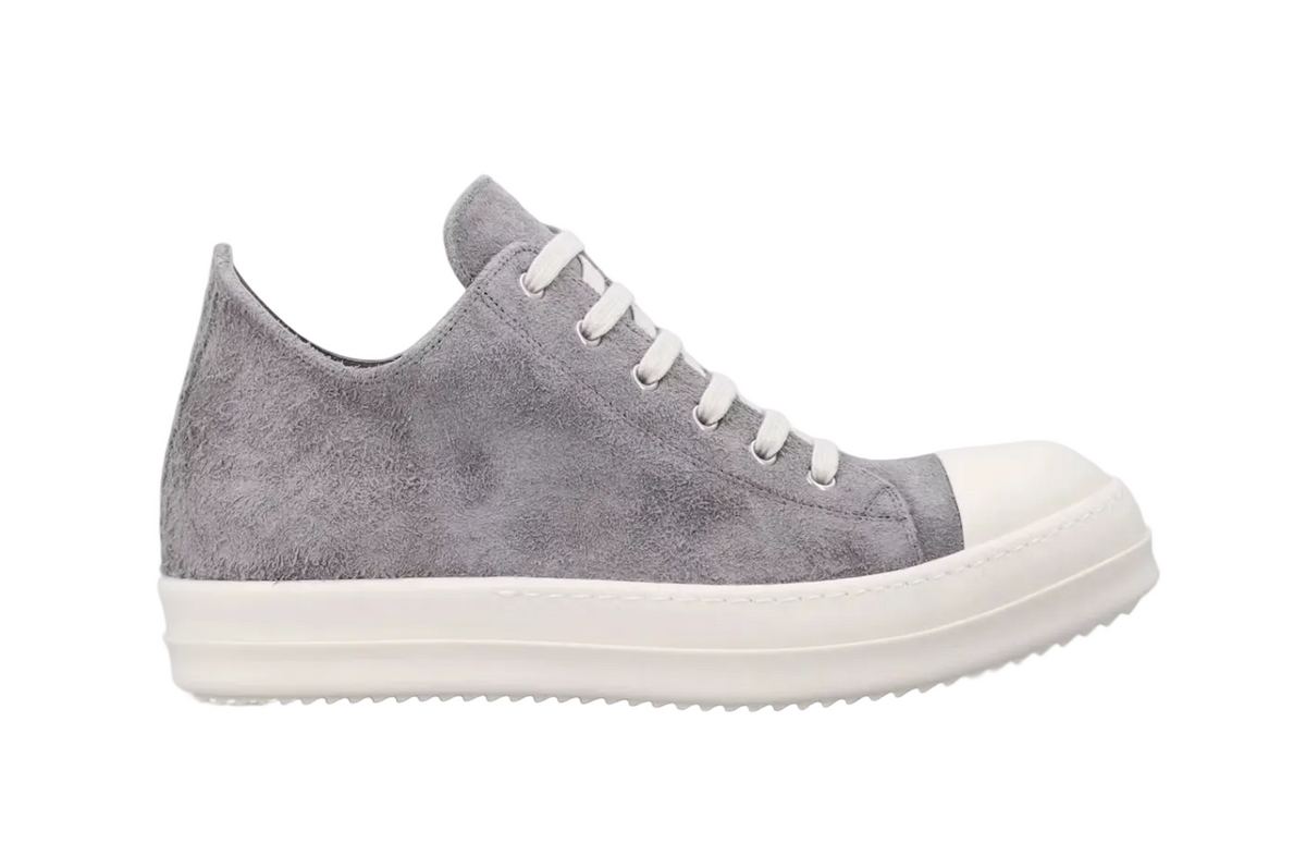 Rick Owens Suede Low Sneaks Steel Milk