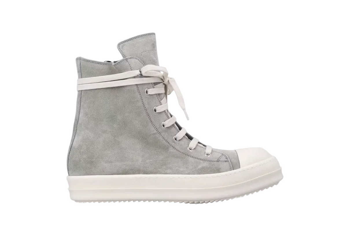 Rick Owens High Top Suede Sneakers Dark Pearl Milk