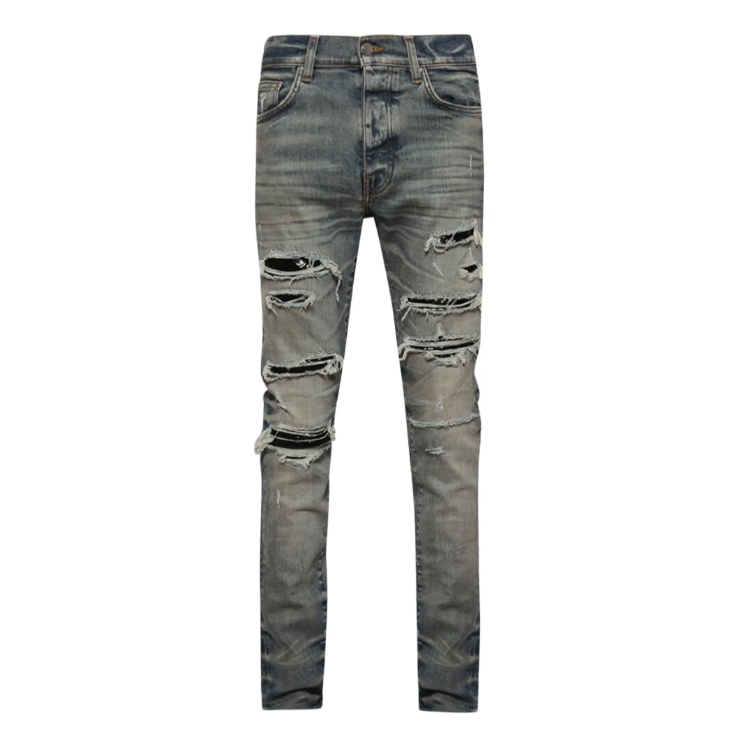 AMIRI SEQUIN THRASHER JEAN VINTAGE INDIGO