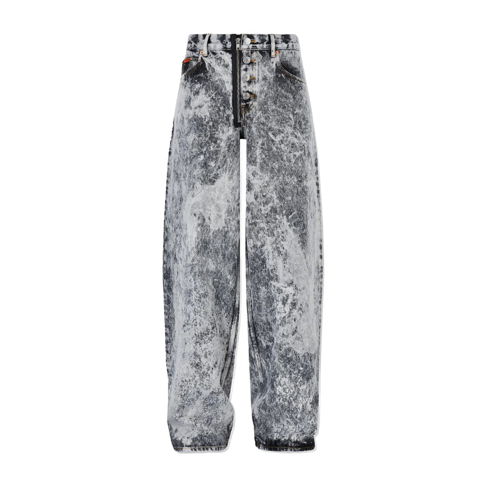 MARTINE ROSE ZIP HEM JEAN GREY ACID WASH