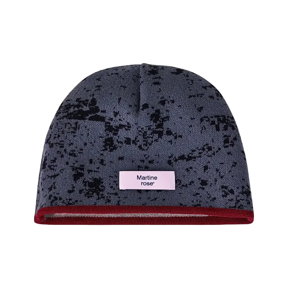 MARTINE ROSE REVERSIBLE BEANIE GRAY & RED