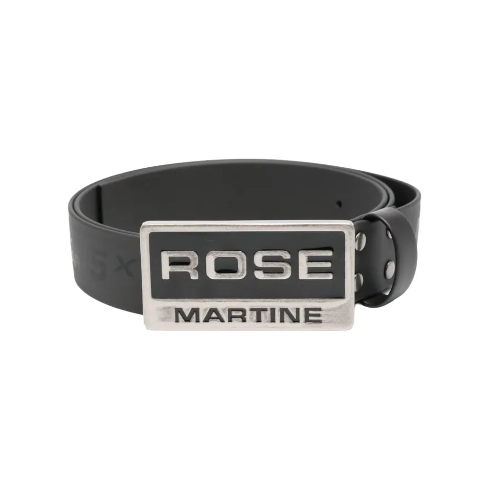 MARTINE ROSE BLACK LOGO BUCKLE BELT RUBBER
